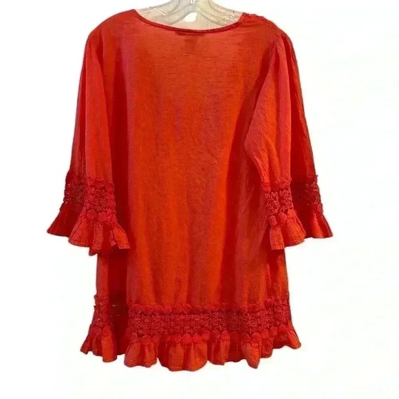 Cute Options XL Red (red/pink) Bohemian Tunic Dress 3/4 Sleeve Casual Summer - Picture 6 of 12